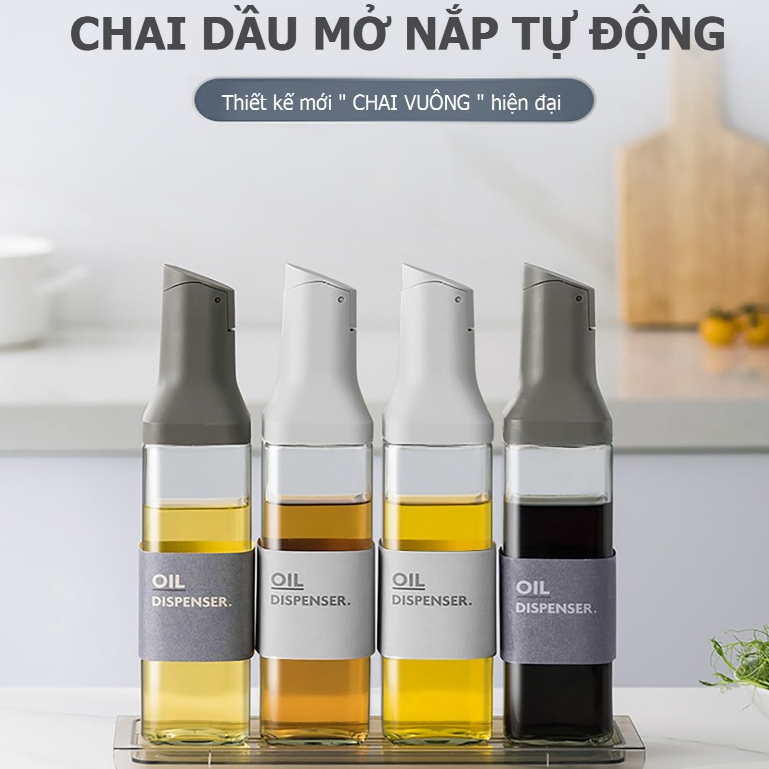 Chai Đựng Dầu 500ml Tự Động Bật Nắp, Chống Rò Rỉ