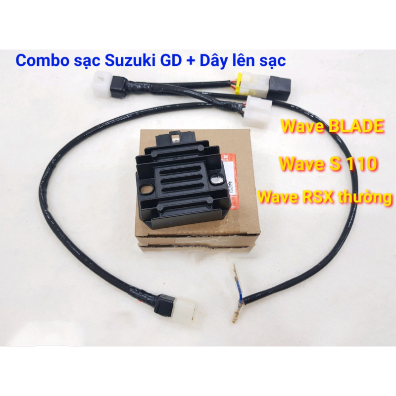 Combo sạc Suzuki GD chính hãng kèm dây lên sạc cho Wave S 110 / RSX Thường