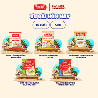 Combo 15 gói cháo yến dinh dưỡng sấy thăng hoa Yến Việt bán lẻ, ăn liền, tiện lợi nhiều vị, không bột ngọt 50g/ gói