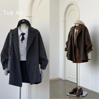 Áo khoác dạ len kiểu nữ cổ vest dáng ngắn tay dài mùa thu đông phiên bản Cao Cấp Quảng Châu [Mã TA210]