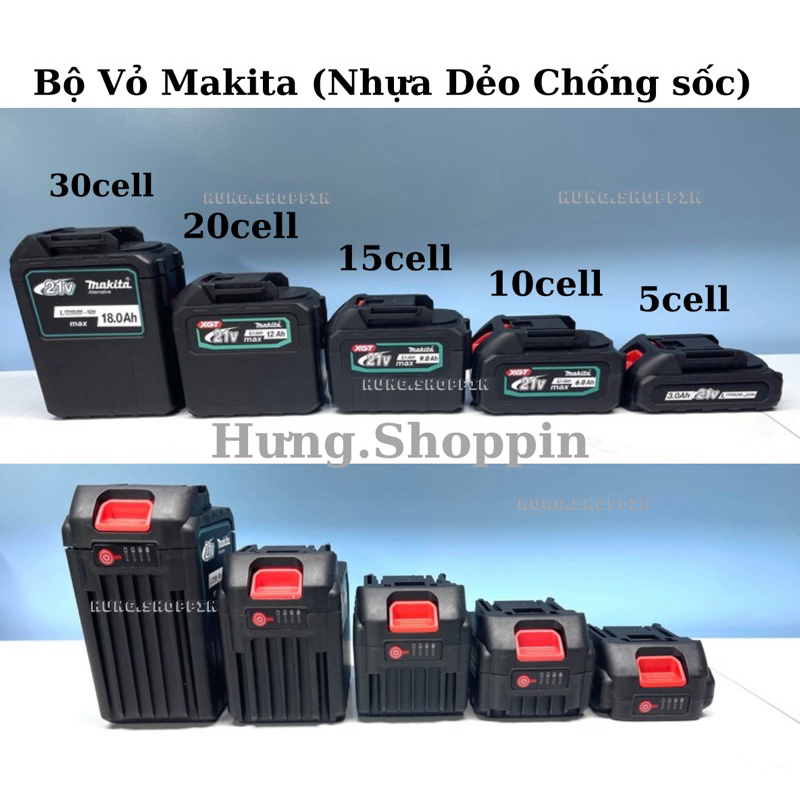 Vỏ Mạch Makita 30cell 20cell 15cell 10cell 5cell 18650 phổ thông M21/4cm ,Vỏ dẻo chống sốc