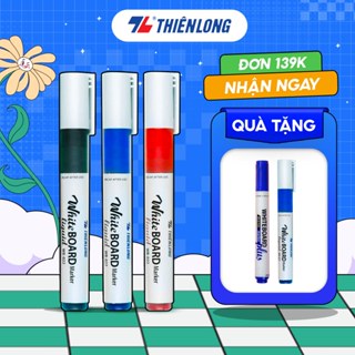 Hộp 12 Bút lông bảng Whiteboard Marker Liquid Thiên Long WB-022 đầu 2.5 mm, viết lông bảng dễ xóa sạch, 3 màu mực cơ bản