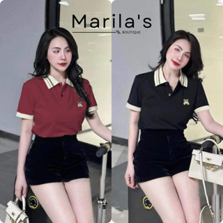 Áo polo nữ Marila's, Áo phông polo nữ tay ngắn thêu gấu TOY chất poly cá sấu cao cấp thấm hút mồ hôi