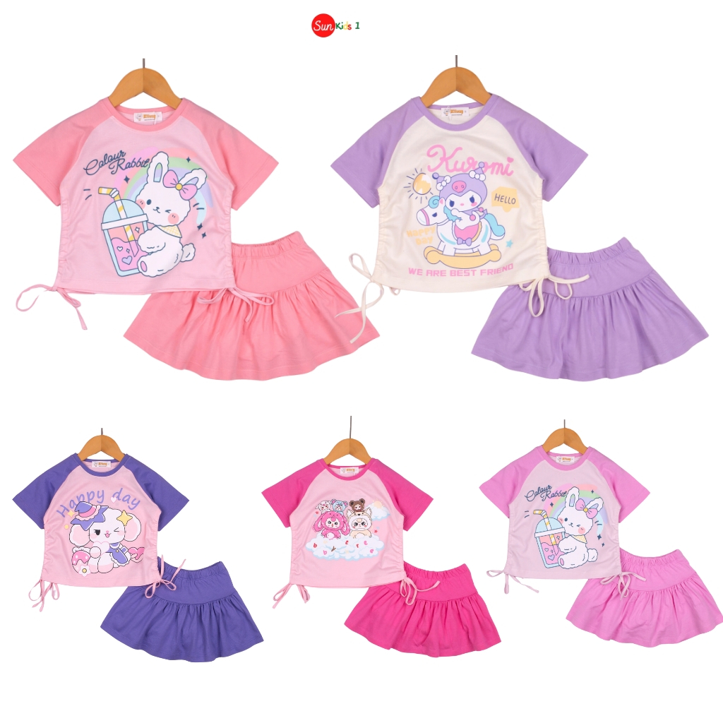 Bộ Cotton Trẻ Em Bé Gái BVK02 sze 3-11( 12-35kg) Sét Bộ Quần Váy chất cotton,bên trong chân váy có chip đùi - SUNKIDS1