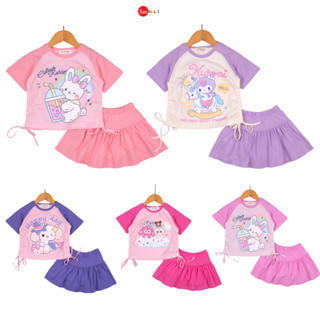 Bộ Cotton Trẻ Em Bé Gái BVK02 sze 3-11( 12-35kg) Sét Bộ Quần Váy chất cotton,bên trong chân váy có chip đùi - SUNKIDS1