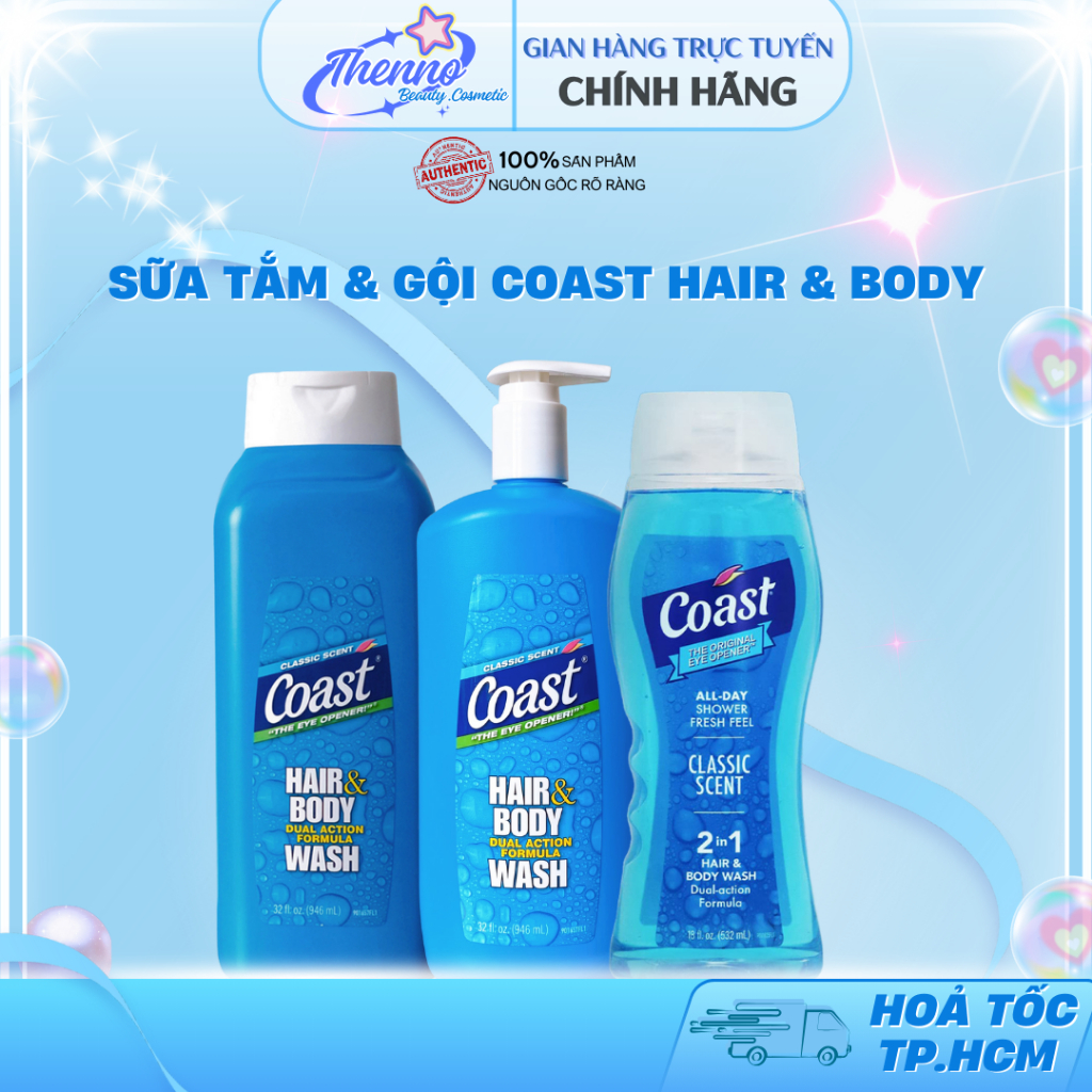 Sữa Tắm Gội Nam Toàn Thân COAST HAIR & BODY WASH 532ml,946ml Của Mỹ