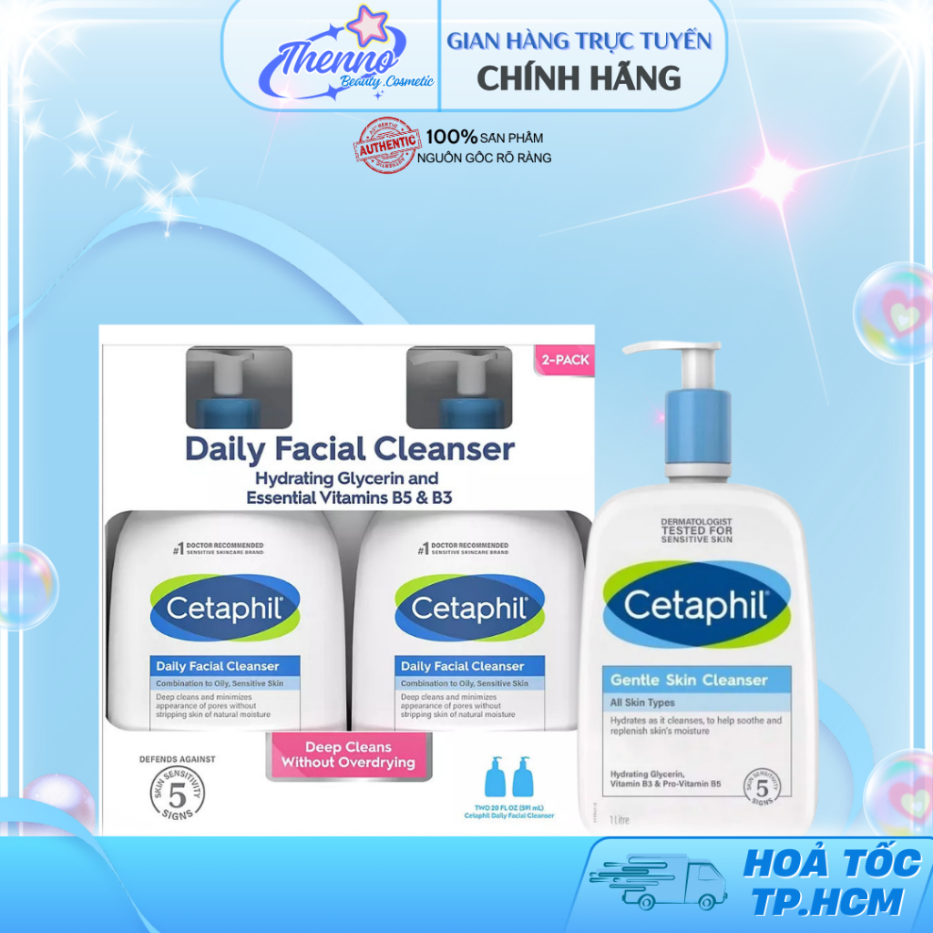 Set 2 Sữa Rửa Mặt Cetaphil Gentle Skin Cleanser 591ml x 2 Mẫu Mới