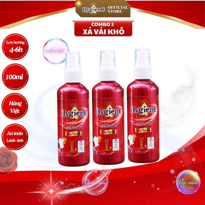 [Đỏ] Combo 3 Nước xả vải khô HygienC Plus+ dạng xịt thơm quần áo - Dung tích 100ml - XVKĐ3