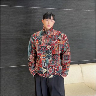  Áo Khoác Họa Tiết Thổ Cẩm -   Form Ngắn Đến Lưng   Young Local - Phong Cách Hàn Quốc Nam Menswear 