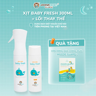(Tặng hộp miếng dán chống muỗi) Combo xịt khuẩn, khử mùi 300ml và lõi thay Baby Fresh -JOONA BABY