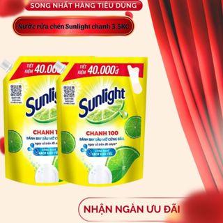 Nước rửa chén Sunlight chanh 100 mới đánh bay dầu mỡ cứng đầu túi 3.5kg