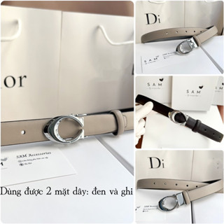 Thắt lưng nữ Caoch cao cấp đeo 2 mặt dây đen và ghi (ảnh thật)