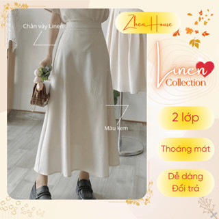 Chân Váy Linen Dài Đứng Dáng Cạp Co Giãn 2 Màu Be Kem - Muối Tiêu ZhenHouse CV04