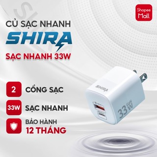 Củ sạc nhanh SHIRA 33W Gan, Công nghệ sạc nhanh GAN, 2 đầu A+C, tiện dụng, nhỏ gọn, tiện lợi