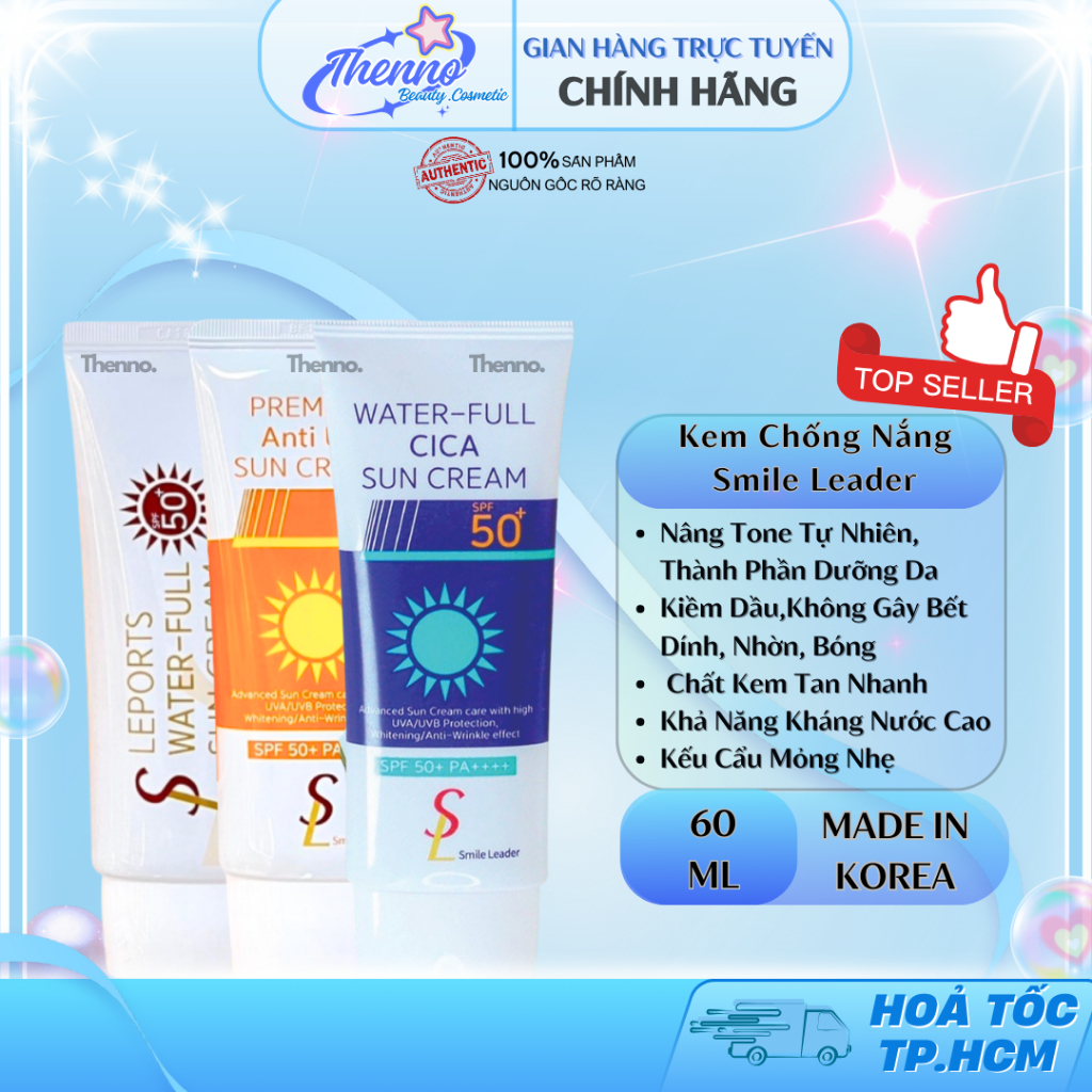 Kem Chống Nắng Vật Lí Lai Hoá Học Cho Mọi Loại Da Smile Leader Sun Cream SPF 50+++ 60ml Chính Hãng H