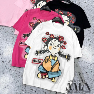 [CAO CẤP] Áo thun nữ oversize, áo phông nữ from rộng 100% cotton, hình hình cố gái đội hoa