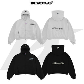 Áo khoác HOODIE ZIP form BOXY Unisex Nỉ Chân Cua 450gsm Khoá kéo 2 chiều YKK - DEVOTUS CLUB THÊU 3D