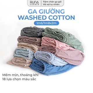Ga giường Washed Cotton Runa Corner, Ga trải giường mềm mịn thoáng mát, đủ size, phong cách Vintage
