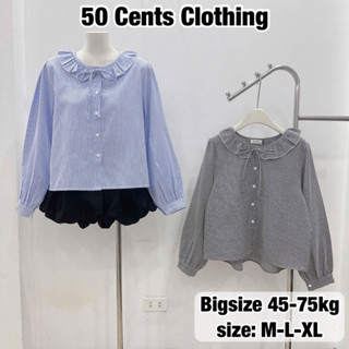 Áo Sơ Mi Nữ Cổ Sen Dài Tay Dáng Babydoll Có Bigsize 45-75kg Phong Cách Korea (50 Cents Clothing) #302