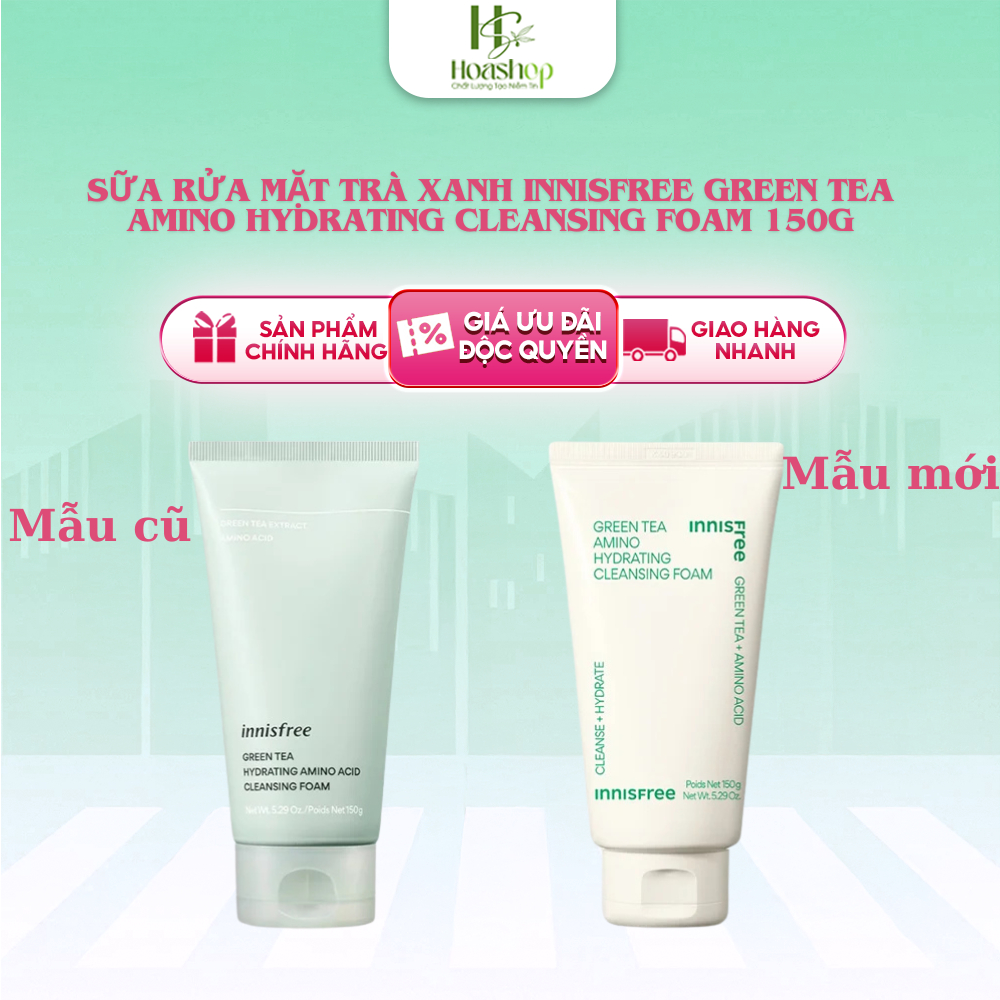Sữa Rửa Mặt Dưỡng Ẩm Chiết Xuất Từ Trà Xanh Innisfree Green Tea Amino Hydrating Cleansing Foam 150g