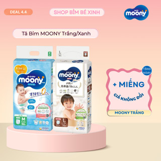 Bỉm/Tã quần Moony trắng natural/ moony xanh DÁN/QUẦN ĐỦ SIZE NB90/ S84/ M64/ L54/ XL44/ M58/ L44/ XL38/ XXL26