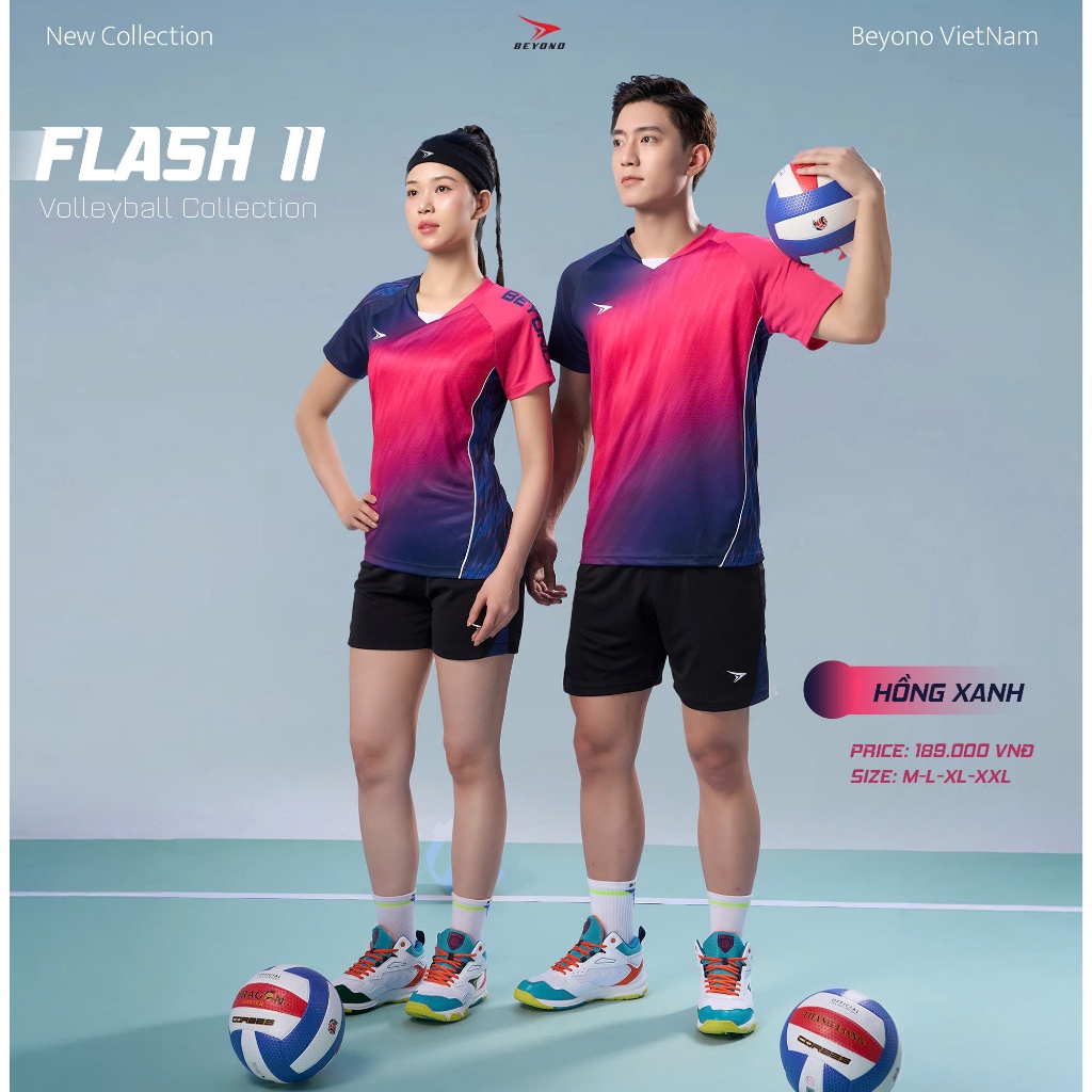 Quần áo bóng chuyền nam nữ BEYONO FLASH, quần áo bóng chuyền giá rẻ