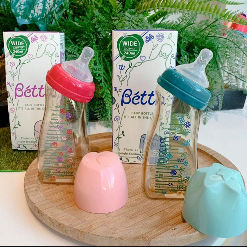 [NEW - CÓ SẴN] Bình sữa Betta Japan cổ rộng 240ml mẫu hoa đỏ, hoa xanh, hoa pastel 240ml ship hoả tố
