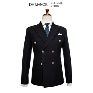 Áo Vest 6 Cúc Đồng Ve Nhọn DH Manor Cao Cấp | Double Breasted Black Suit With Gold Button