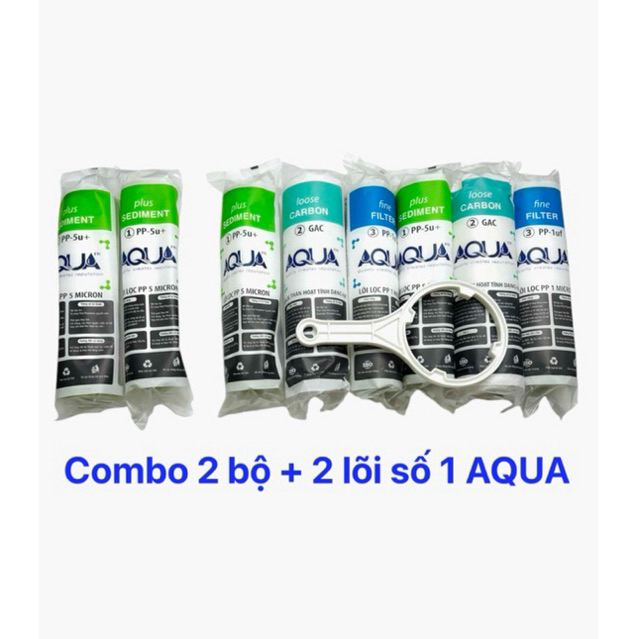 Combo 8 Lõi Lọc Nước 123 Aqua Chính Hãng Cho Máy Lọc Ro - Gồm 4 lõi số 1, 2 lõi số 2, 2 lõi số 3