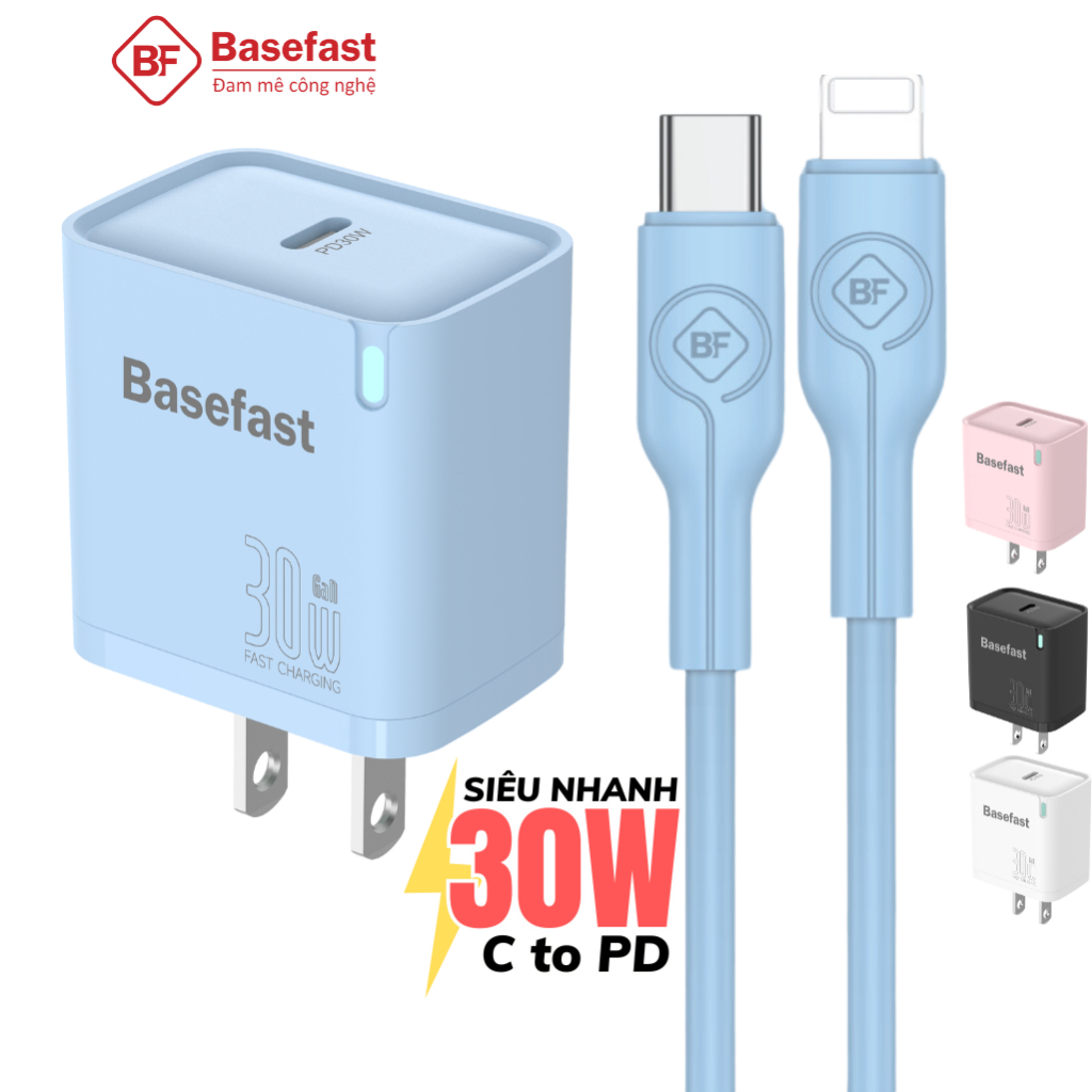 Bộ sạc nhanh 20W 30W Basefast cho Phone XSm 11 12 13 14 pro .. Củ sạc chống quá tải nhiệt siêu bền