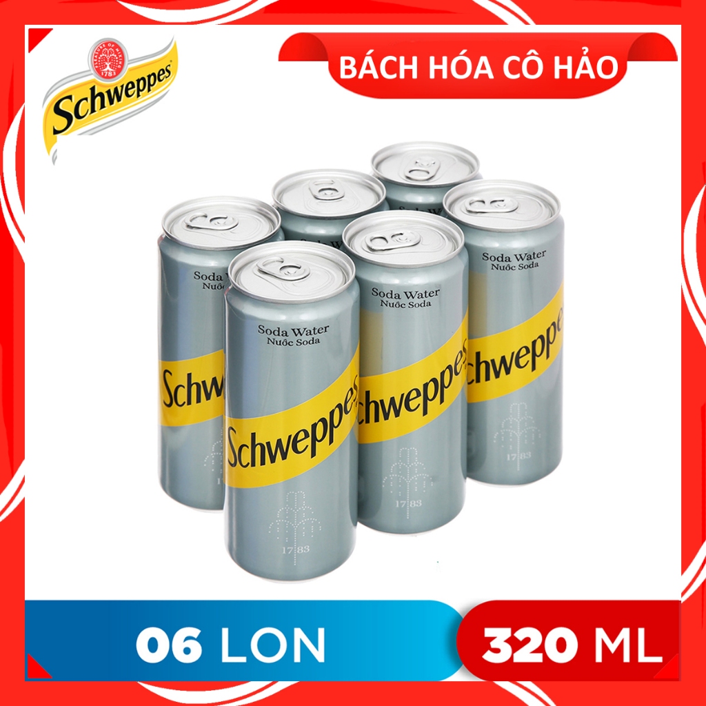 LỐC 6 LON NƯỚC SODA SCHWEPPES 320ML