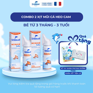 Combo 2 Chai Xịt Mũi Cá Heo Cam Cho Bé Sterimar Blocked Nose Baby Thông Thoáng Tức Thì - 50ml