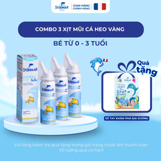 Combo 3 Xịt Mũi Cho Bé Sterimar Nose Hygiene Baby Cá Heo Vàng Nước Biển Pháp 50ml (0 tháng - 3 tuổi)