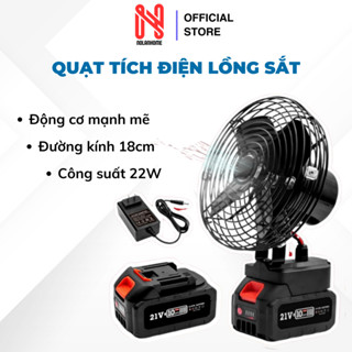 Quạt Tích Điện Lồng Sắt Đế Pin Makita 21V Phổ Thông Kích Thước 8 Inch, Quạt tích điện makita pin cực trâu, siêu bền bỉ