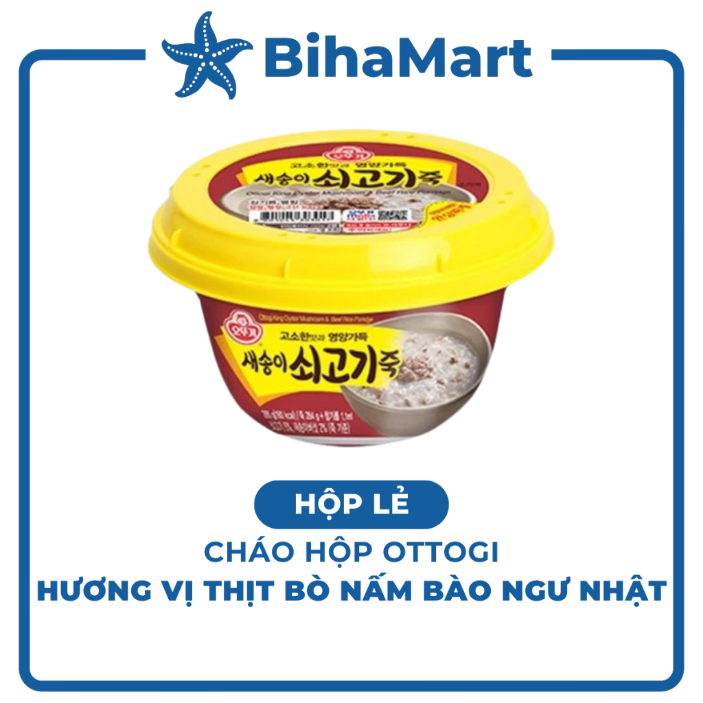 [HỘP LẺ] - OTTOGI - Cháo hộp Ottogi hương vị Thịt bò nấm bào ngư Nhật, Ottogi Cháo Thịt bò nấm bào n