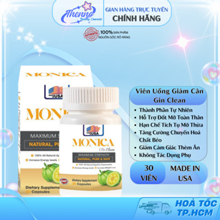 Viên Uống Giảm Cân Đốt Mỡ Siết Cơ Tan Mỡ Cấp Tốc Monica Gin Clean Maximum Strength 30 Viên Chính Hãng Mỹ 