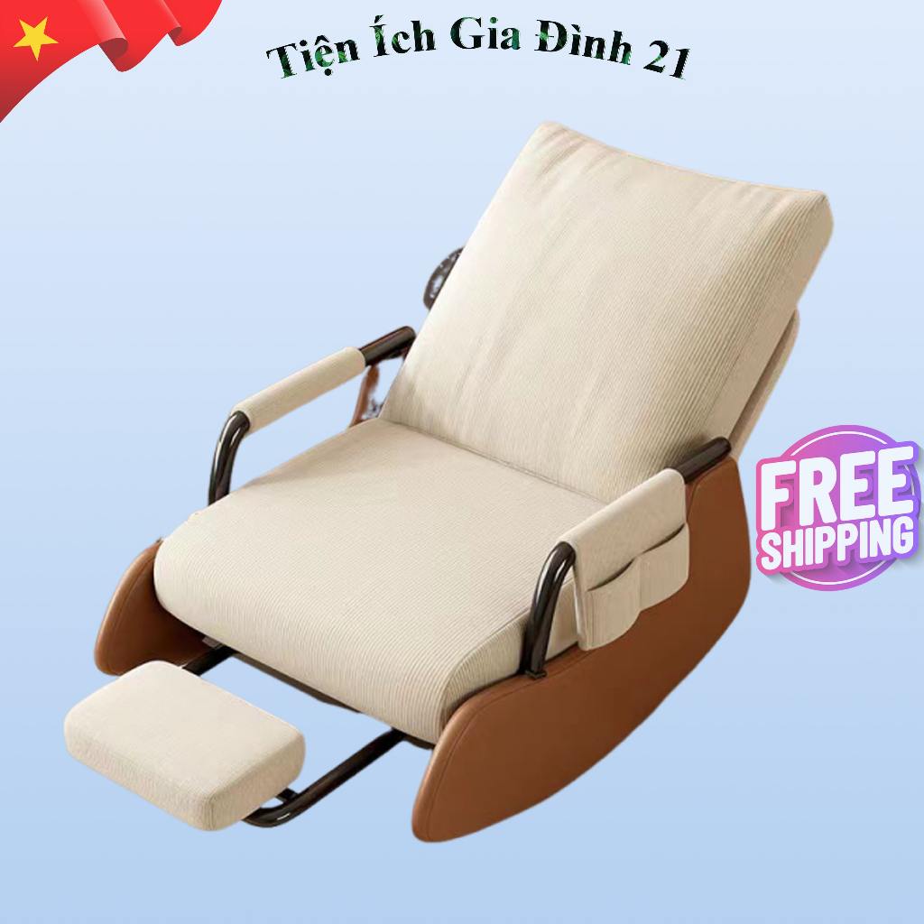 Ghế Sofa Bập Bênh Gác Chân, Ghế Lười Thư Giãn Nằm Nghỉ Văn Phòng, Tại Nhà, Đệm Êm Khung Sắt