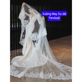   SẴN ẢNH THẬT  VEIL LÚP CÔ DÂU VOAN LƯỚI TRẮNG VIỀN KẾT REN HOA LUXUR ĐỦ SIZE CÀI TÓC VÁY CƯỚI CÔ DÂU ĐI TIỆC 