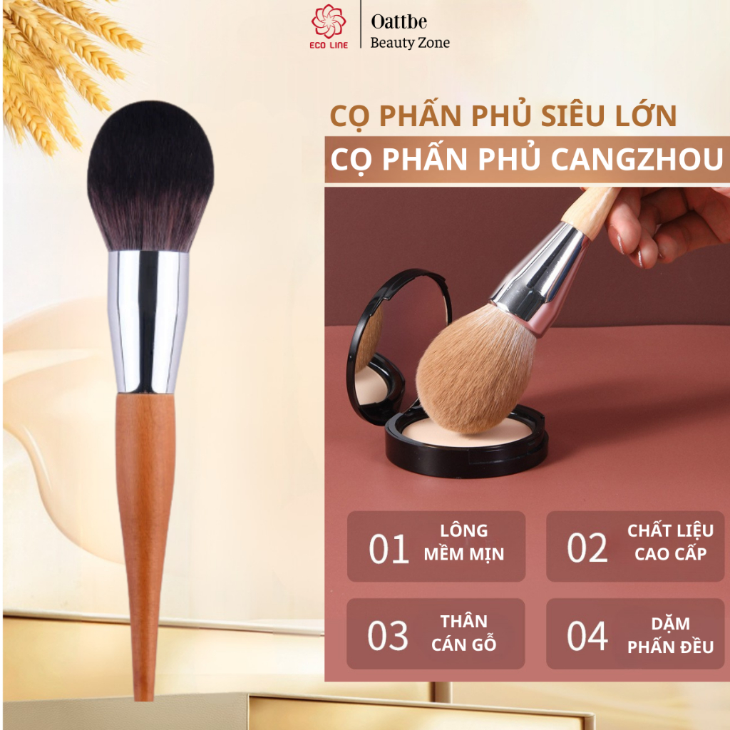 Cọ phấn phủ tán nền size lớn cọ má hồng cọ phấn lớn lông cọ siêu mịn thân gỗ sang trọng