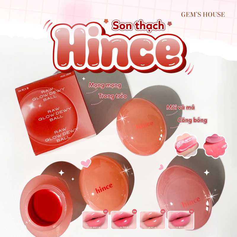 Son thạch má hồng Hince Raw Glow Dewy Ball Gel Tint 4ml (tặng cọ)