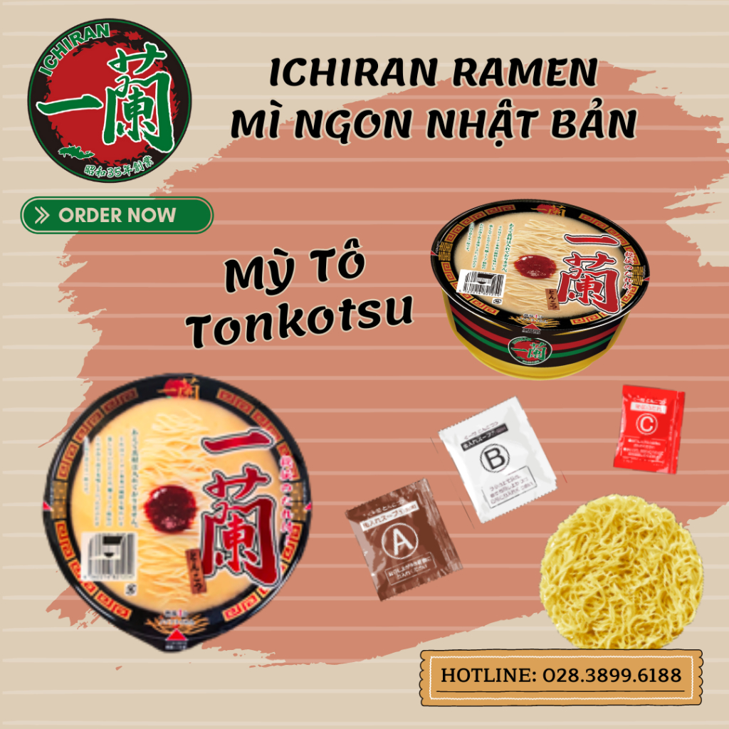 (MUA 5 TẶNG 1) MÌ TÔ ICHIRAN RAMEN TONKOTSU - ICHIRAN CUP NOODLE - MÌ KHÔNG CHIÊN