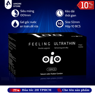 Bao cao su 001 OiO, bcs siêu mỏng 0.01mm, nhiều gel bôi trơn, bcs chống xuất tinh sớm - amore store
