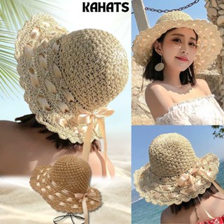  Mũ Cói Đi Biển Nữ KAHATS Vành Rộng Chống Nắng Phối Nơ Đan Xen Xinh Xắn Phong Cách Nàng Thơ Bánh M34 