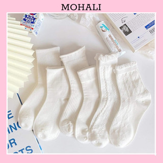 Tất cổ cao nữ cotton kháng khuẩn, vớ lolita ren nàng thơ thời trang Hàn Quốc MOHALISOCKS VC026