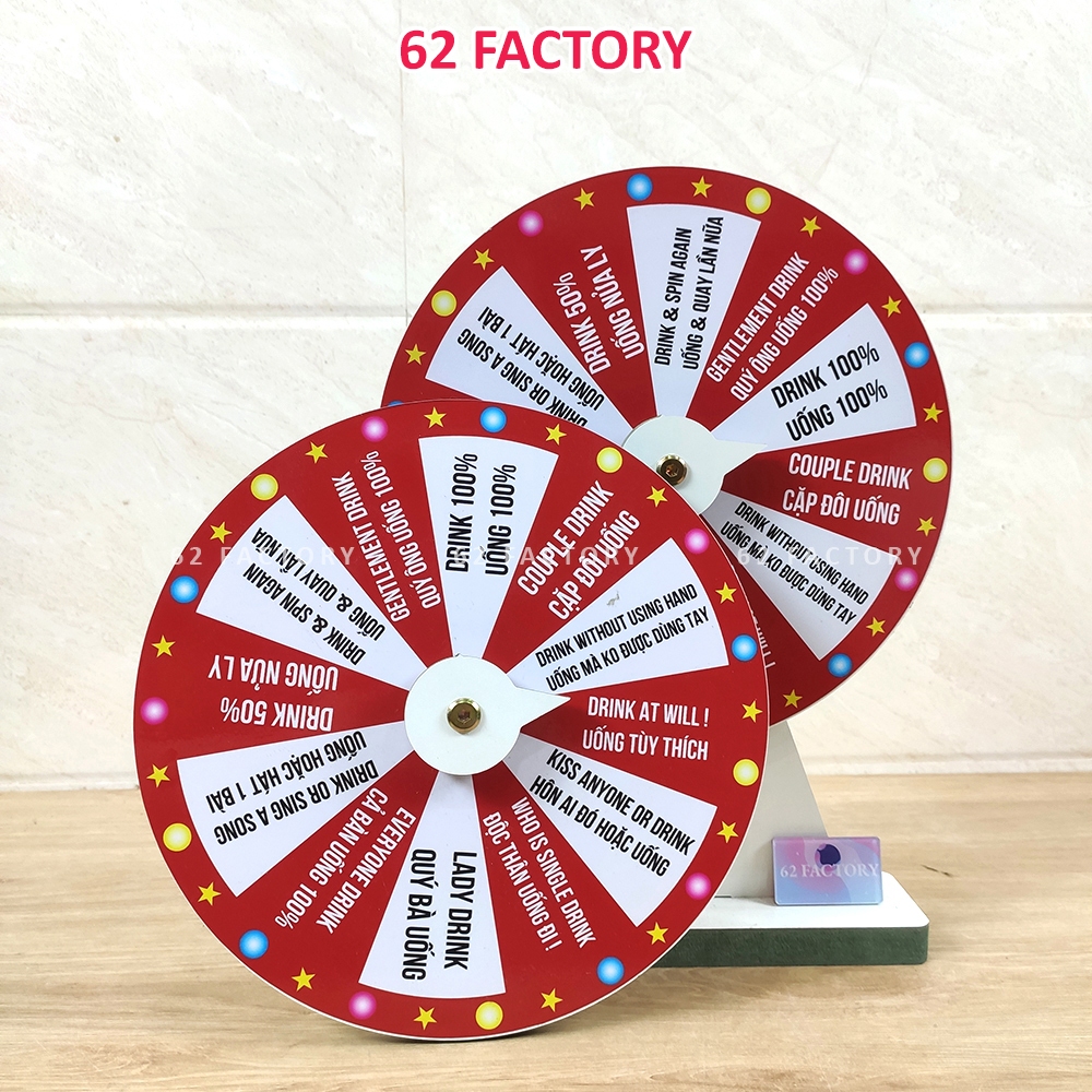 Vòng quay ăn nhậu song ngữ tiếng anh tiếng việt mới 16 ô hot 2026 giúp góp vui trên bàn nhậu N-6