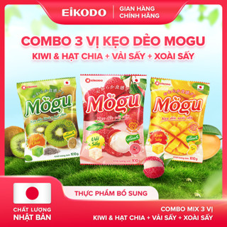 COMBO TPBS Kẹo Dẻo Mogu Mix 3 Vị - Xoài sấy Kiwi hạt chia Vải sấy 100g gói Eikodo Việt Nam 