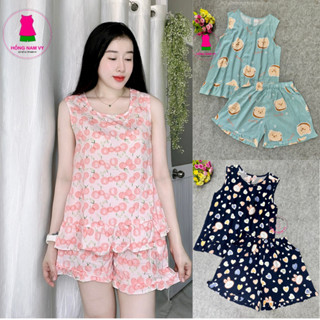 Bộ đùi nữ mặc nhà sát nách tole lanh 2 da loại 1 size 48-77kg