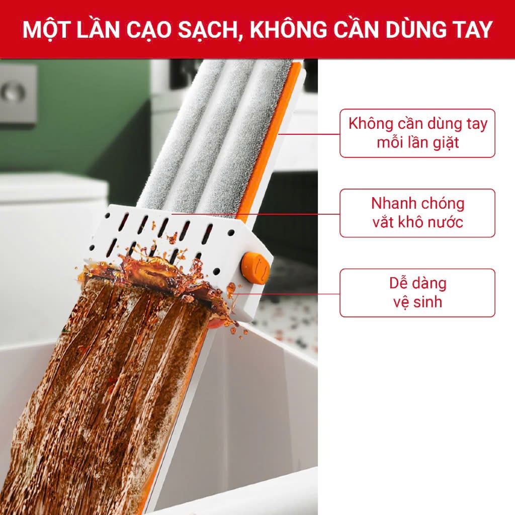 Chổi Lau Nhà Tự Vắt Thông Minh Cỡ Lớn, Cây Lau Nhà 360 Độ Bàn Lau To 42CM Có Đầu Gạt Bụi Bẩn | BigBuy360 - bigbuy360.vn