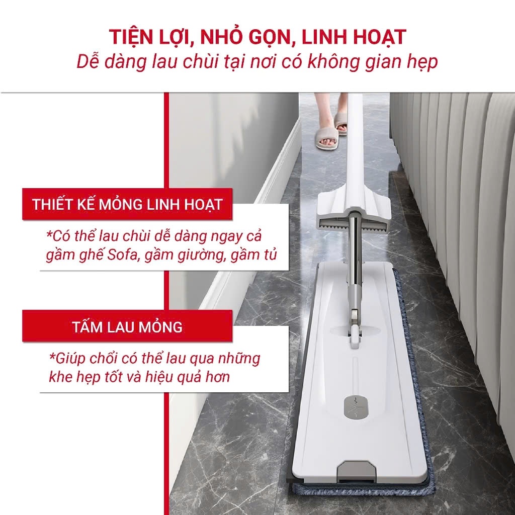 Chổi Lau Nhà Tự Vắt Thông Minh Cỡ Lớn, Cây Lau Nhà 360 Độ Bàn Lau To 42CM Có Đầu Gạt Bụi Bẩn | BigBuy360 - bigbuy360.vn