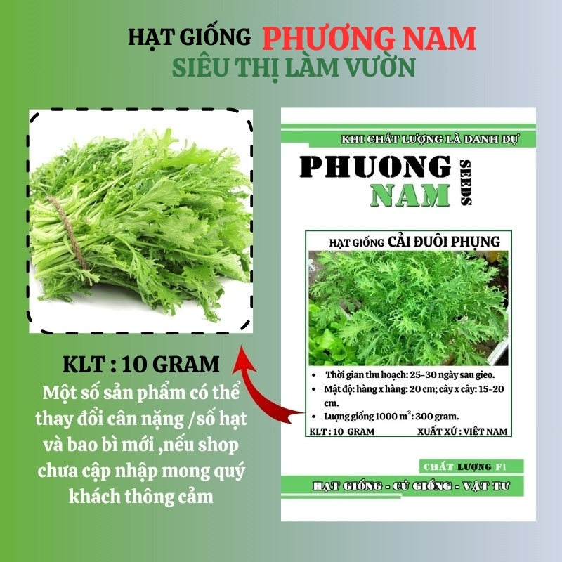 10 Gram - Hạt Giống Cải Đuôi Phụng Phương Nam